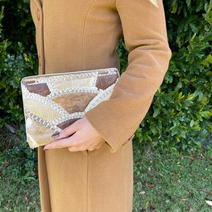 Vintage 1980 Morle Snakeskin Clutch Purse Handbag